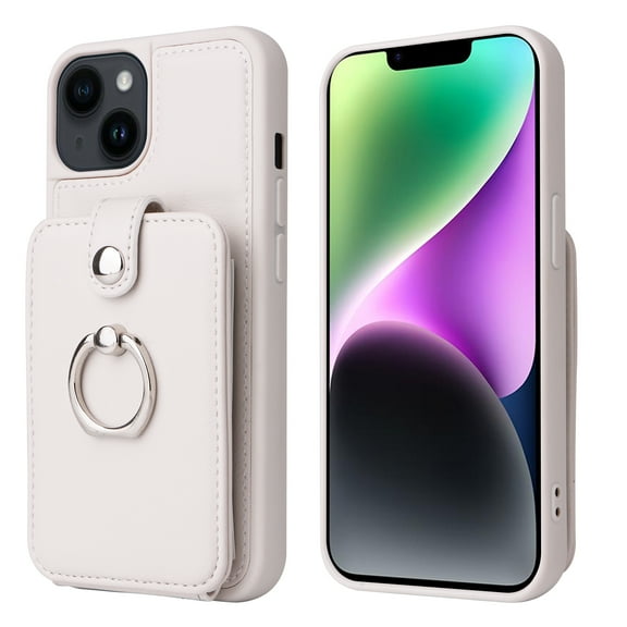 TECH CIRCLE PU Leather Case for iPhone 8 Plus & iPhone 7 Plus (5.5") 2017 - Protective Lightweight Premium Case with A Ring /Stand /Wallet Design, Stylish Multifunctional Back Cover Case, White