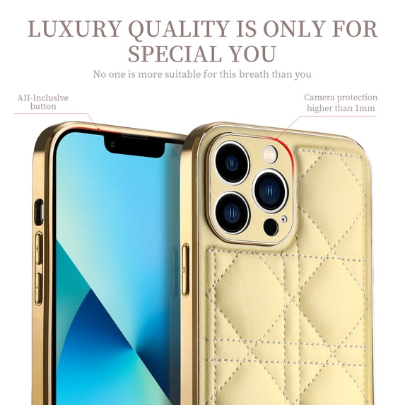 TECH CIRCLE PU Leather+Hard PC with iPhone 13 Pro Max Case,With Len Protection Shockproof Ultra-Slim for iPhone13 Pro Max 6.7 inch,Yellow