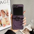 thumbnail image 1 of TECH CIRCLE PU Leather Magnetic Phone Case for Galaxy Z Flip 4 (2022) with Rotating Phone Ring Holder Kickstand, Compatible with MagSafe, Support Wireless Charging, Lightweight Slim Cover, Purple, 1 of 9