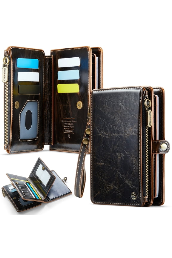 TECH CIRCLE PU Leather Passport Holder Flip Wallet Case with Wrist Strap Lanyard for Travel Essentials, Built-in Magnetic Snap Closure, Multiple Slots Pockets, RFID Blocking, for Women Men, Brown