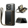 thumbnail image 1 of TECH CIRCLE PU Leather Wallet Case for iPhone 12/12 Pro 6.1 inch,Luxury Stylish Zipper Card Pocket Slots Kickstand Soft TPU Shockproof Back Cover with Wrist Strap.For iPhone 12 Pro / 12 6.1",Coffee, 1 of 12