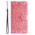 thumbnail image 1 of TECH CIRCLE PU Leather Wallet Case for iPhone 13 Embossed Sunflower Pattern Case with Card Slots Removable Lanyard Shockproof Protective Cover 6.1 inch,For iPhone 13,Rosegold, 1 of 6