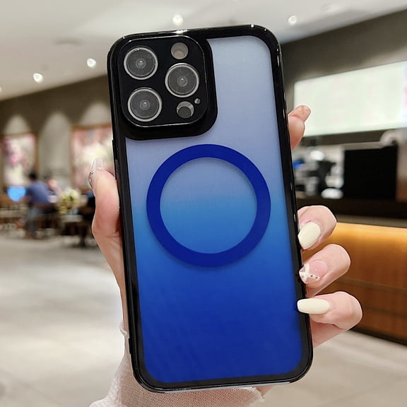 TECH CIRCLE Pastel Color Phone Case for iPhone 13 Smartphone, [Translucent Back Cover] Case Compatible with MagSafe Protective Cute Hard Tempered Glass Phone Case, Blue