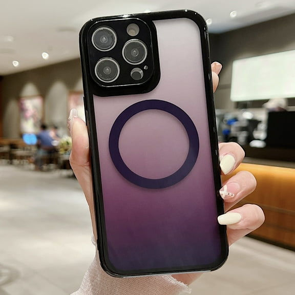 TECH CIRCLE Pastel Color Phone Case for iPhone 14 Plus Smartphone, [Translucent Back Cover] Case Compatible with MagSafe Protective Cute Hard Tempered Glass Phone Case, Purple