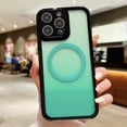 thumbnail image 1 of TECH CIRCLE Pastel Color Phone Case for iPhone 14 Pro Max Smartphone, [Translucent Back Cover] Case Compatible with MagSafe Protective Cute Hard Tempered Glass Phone Case, Green, 1 of 4