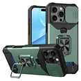 thumbnail image 1 of TECH CIRCLE Phone Case For iPhone 16 Plus,Sliding Camera Protector Silicone Plastic Composite Case Shockproof Drop Proof Rugged Kickstand Card Holder Cover for Apple iPhone 16 Plus 2024,Darkgreen, 1 of 7
