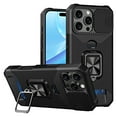 thumbnail image 1 of TECH CIRCLE Phone Case For iPhone 16 Plus,Sliding Camera Protector Silicone Plastic Composite Case Shockproof Drop Proof Rugged Kickstand Card Holder Cover for Apple iPhone 16 Plus 2024,Black, 1 of 7