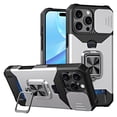 thumbnail image 1 of TECH CIRCLE Phone Case For iPhone 16 Pro Max,Sliding Camera Protector Silicone Plastic Composite Case Shockproof Drop Proof Rugged Kickstand Card Holder Cover for Apple iPhone 16 Pro Max 2024,Silver, 1 of 7