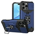 thumbnail image 1 of TECH CIRCLE Phone Case For iPhone 16 Pro Max,Sliding Camera Protector Silicone Plastic Composite Case Shockproof Drop Proof Rugged Kickstand Card Holder Cover for Apple iPhone 16 Pro Max 2024,Navy, 1 of 7