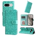thumbnail image 1 of TECH CIRCLE Phone Case for Google Pixel 8,Google Pixel 8 Wallet Case Sunflower Embossed PU Leather Flip Phone Cover Card Slots Magnetic Clasp Stand Kickstand Case with Hand Strap,Green, 1 of 9