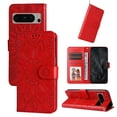 thumbnail image 1 of TECH CIRCLE Phone Case for Google Pixel 8 Pro,Google Pixel 8 Pro Wallet Case Sunflower Embossed PU Leather Flip Phone Cover Card Slots Magnetic Clasp Stand Kickstand Case with Hand Strap - Red, 1 of 9
