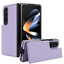 TECH CIRCLE Phone Case for Samsung Galaxy Z Fold 4 5G 2022, PU Leather Business Elegant Style Case With Magnetic Clasp Rugged Shockproof Protective Wallet Case for Samsung Galaxy Z Fold 4, Purple