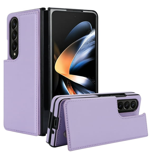 TECH CIRCLE Phone Case for Samsung Galaxy Z Fold 4 5G 2022, PU Leather Business Elegant Style Case With Magnetic Clasp Rugged Shockproof Protective Wallet Case for Samsung Galaxy Z Fold 4, Purple