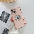 thumbnail image 1 of TECH CIRCLE Phone Case for iPhone 13 Pro Max 6.7 inch,Shockproof Camera Lens Protection Hollow Out Show Logo Luxury Plating Silicone Slim Protective Cover,Pink, 1 of 8