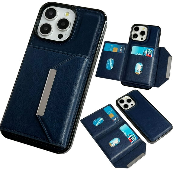 TECH CIRCLE Phone Case for iPhone 14 Pro (6.1") 2022 Release Cell Phone, Lightweight Case with Removable Magnetic Wallet, PU Leather Material Classic Look Protective Cover for Women/Men, Darkblue