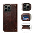 thumbnail image 1 of TECH CIRCLE Phone Case for iPhone 15 Pro (2023) - PU Leather Protective Shell Durable Soft Silicone Back Cover Magnetic Folio Wallet Phone Case with Card Holder/Pocket/Stand Feature, Brown, 1 of 6
