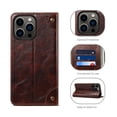 thumbnail image 1 of TECH CIRCLE Phone Case for iPhone 15 Pro Max (2023) - PU Leather Protective Shell Durable Soft Silicone Back Cover Magnetic Folio Wallet Phone Case with Card Holder/Pocket/Stand Feature, Brown, 1 of 6