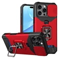 thumbnail image 1 of TECH CIRCLE Phone Case For iPhone 16 Pro Max,Sliding Camera Protector Silicone Plastic Composite Case Shockproof Drop Proof Rugged Kickstand Card Holder Cover for Apple iPhone 16 Pro Max 2024,Red, 1 of 7