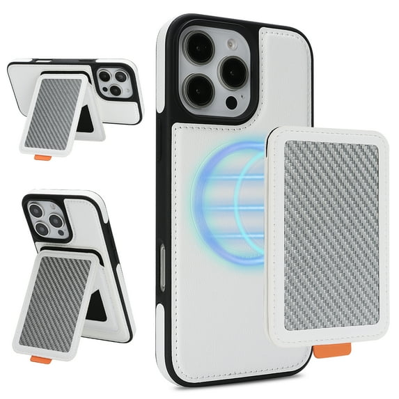 TECH CIRCLE RFID Blocking Mag-Safe Compatible Wallet Case for iPhone 13 Pro, Detachable Card Holder, Adjustable Stand Cover, White