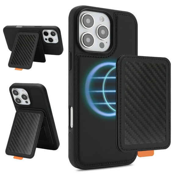 TECH CIRCLE RFID Blocking Mag-Safe Compatible Wallet Case for iPhone 14 Pro, Detachable Card Holder, Adjustable Stand Cover, Black