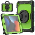 thumbnail image 1 of TECH CIRCLE Rugged Case for Apple (10.2-Inch) iPad Tablet (iPad 9th/8th/7th Gen) - Drop Proof Protective Kickstand Case Portable Handle Sturdy Cover with [Screen Protector], Black+Green, 1 of 8