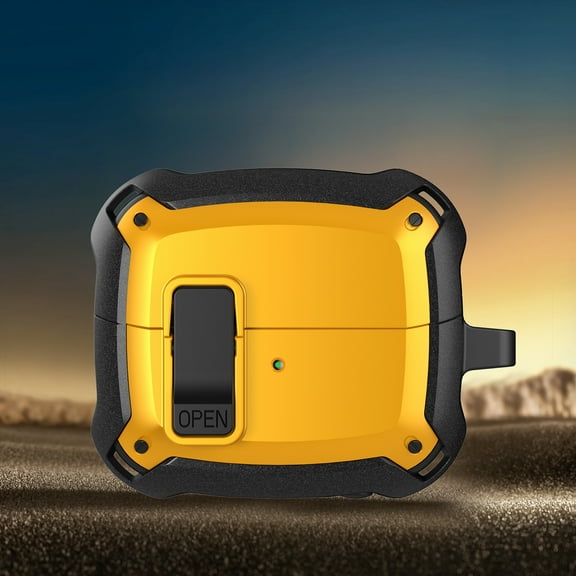 TECH CIRCLE Rugged Case for Apple Airpods Pro 2 (2nd Generation, 2022 Release), Shockproof Protective Cover with Metal Carabiner Clip, Secure Lock, Compatible with Wireless Charging, Yellow