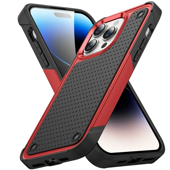 TECH CIRCLE Rugged Case For iPhone 12 Pro Max, Military Grade Shockproof Protective Bumper Anti-Scratch Dual Layers Phone Case Cover for Apple iPhone 12 Pro Max 6.7" 2020,Red
