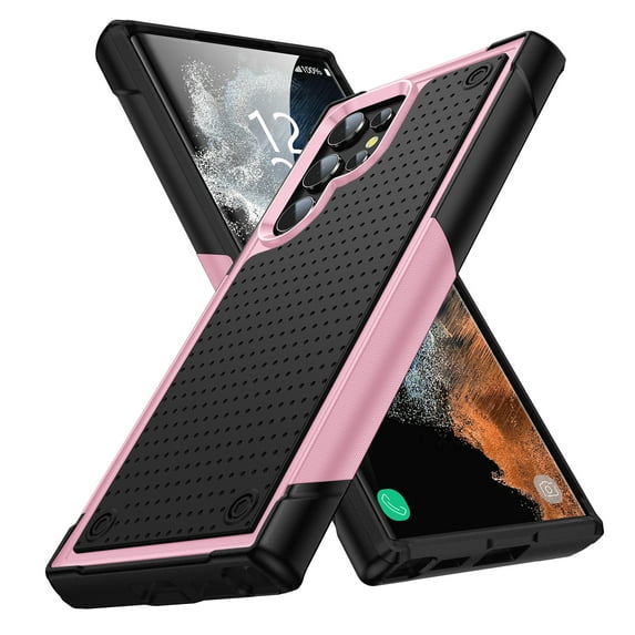 TECH CIRCLE Rugged Case For Galaxy S10+, Military Grade Shockproof Protective Bumper Anti-Scratch Dual Layers Phone Case Cover for Samsung Galaxy S10 Plus 6.4" 2019,Pink