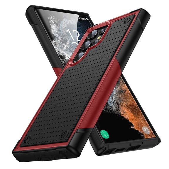 TECH CIRCLE Rugged Case For Galaxy S23 Ultra, Military Grade Shockproof Protective Bumper Anti-Scratch Dual Layers Phone Case Cover for Samsung Galaxy S23 Ultra 6.8" 2023,Red