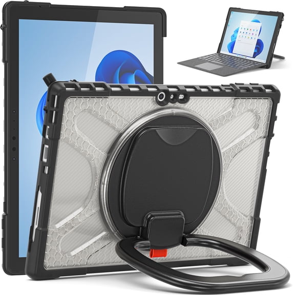 TECH CIRCLE Rugged Case for Microsoft Surface Pro 7+ (12.3") Tablet, Microsoft Surface Pro 7/6/5/4 Case (12.3 Inch) - Clear Back Cover Shockproof Sturdy Kickstand Case with Handle (Clear)