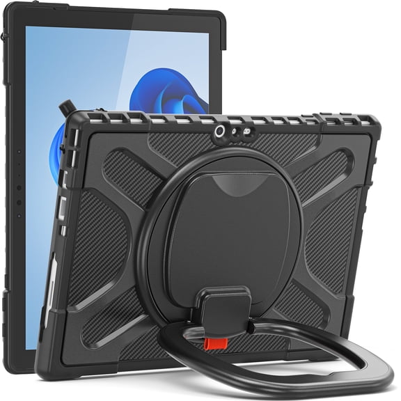 TECH CIRCLE Rugged Case for Microsoft Surface Pro 7+ (12.3") Tablet, Microsoft Surface Pro 7/6/5/4 Case (12.3 Inch) - Shockproof Sturdy Kickstand Case with Handle (Black)