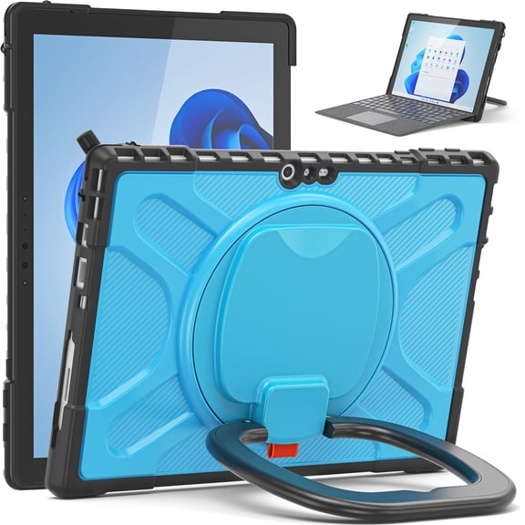 TECH CIRCLE Rugged Case for Microsoft Surface Pro 7+ (12.3") Tablet, Microsoft Surface Pro 7/6/5/4 Case (12.3 Inch) - Shockproof Sturdy Kickstand Case with Handle (Blue)