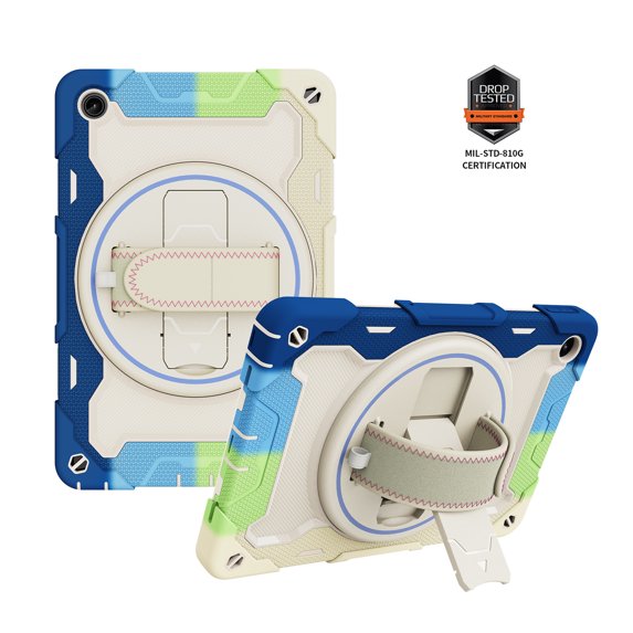 TECH CIRCLE Rugged Case for (2022) Lenovo Tab M10 Plus (3rd Gen) 10.6" Tablet (TB-125F) - Shockproof Kickstand Case with Hand Strap, Blue