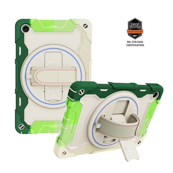 TECH CIRCLE Rugged Case for (2022) Lenovo Tab M10 Plus (3rd Gen) 10.6" Tablet (TB-125F) - Shockproof Kickstand Case with Hand Strap, Green