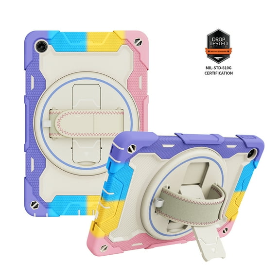 TECH CIRCLE Rugged Case for (2022) Lenovo Tab M10 Plus (3rd Gen) 10.6" Tablet (TB-125F) - Shockproof Kickstand Case with Hand Strap, Pink