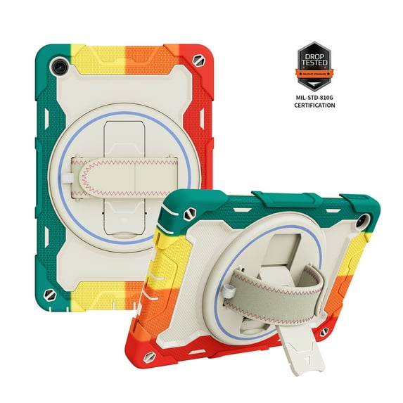 TECH CIRCLE Rugged Case for (2022) Lenovo Tab M10 Plus (3rd Gen) 10.6" Tablet (TB-125F) - Shockproof Kickstand Case with Hand Strap, Red