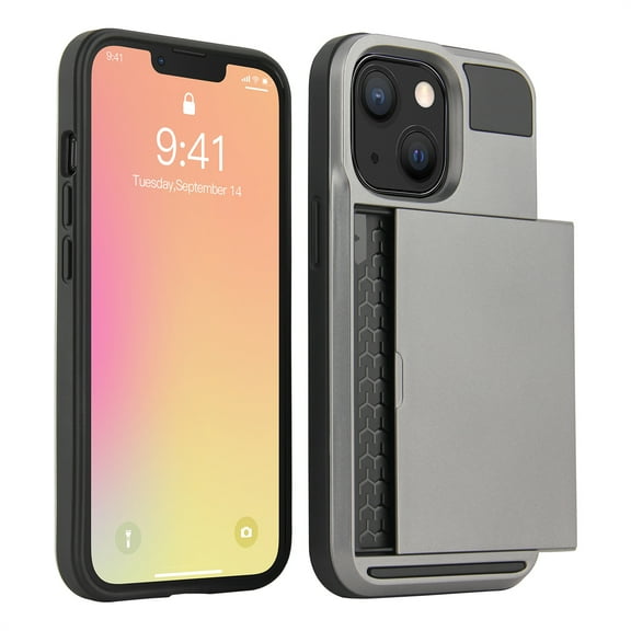 TECH CIRCLE Rugged Case for 2022 iPhone 14 Pro (6.1") -  Shockproof Plastic Protective Case with Card Holder (Gray)