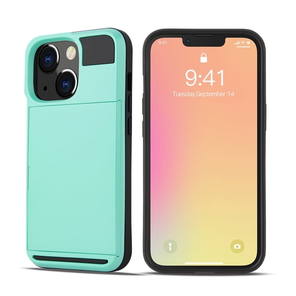 TECH CIRCLE Rugged Case for 2022 iPhone 14 Pro (6.1") -  Shockproof Plastic Protective Case with Card Holder (Mint)