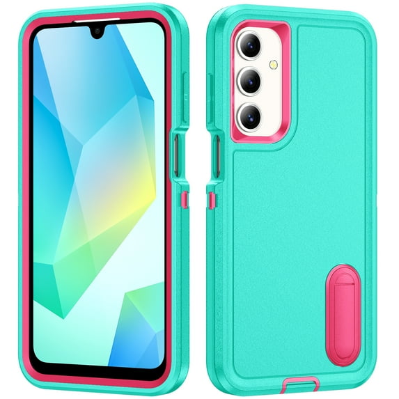 TECH CIRCLE for Samsung Galaxy A06 Hybrid Case with KickStand,Heavy Duty Protection Shockproof/Dustproof/Drop Proof Anti-Scratch Slim Protective Durable Case Hard Cover for Women Men,F