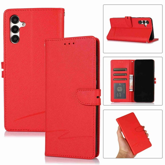 TECH CIRCLE for Samsung Galaxy A13 5G Wallet Case, Premium PU Leather Wallet Flip Protective Kickstand Case Cover with Card Slots and Wrist Stand for Samsung Galaxy A13 5G, Red