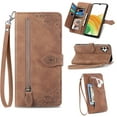 thumbnail image 1 of TECH CIRCLE Samsung Galaxy A14 Wallet Case,Embossed Flower PU Leather Folio Flip Protective Zipper Cover with Wrist Strap RFID Blocking Card Holder Kickstand Case for Galaxy A14 5G 6.6" 2023, Brown, 1 of 8