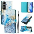 thumbnail image 1 of TECH CIRCLE for Samsung Galaxy A16 5G Case 6.7" (2024 Release), Cute Cartoon Flip Wallet Case with Lanyard, Built-in Card Slots & Stand Function, Portable Lightweight Slim Folio Cover, Blue Marble, 1 of 3