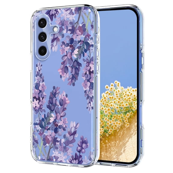 TECH CIRCLE for Samsung Galaxy A17 5G Flexible TPU Magnetic Phone Case Compatible with MagSafe Cute Slim Clear Floral Full-Body Shockproof Protection Cover for Women Girls,E