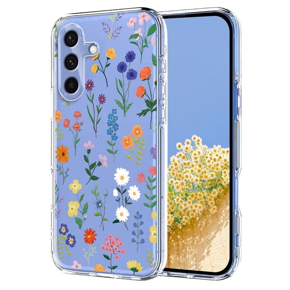 TECH CIRCLE for Samsung Galaxy A17 5G Flexible TPU Magnetic Phone Case Compatible with MagSafe Cute Slim Clear Floral Full-Body Shockproof Protection Cover for Women Girls,B