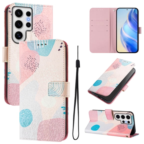 TECH CIRCLE for Samsung Galaxy A22 5G Case 6.6" (2021 Release), Cute Cartoon Flip Wallet Case with Lanyard, Built-in Card Slots & Stand Function, Portable Lightweight Slim Cover, Graffiti