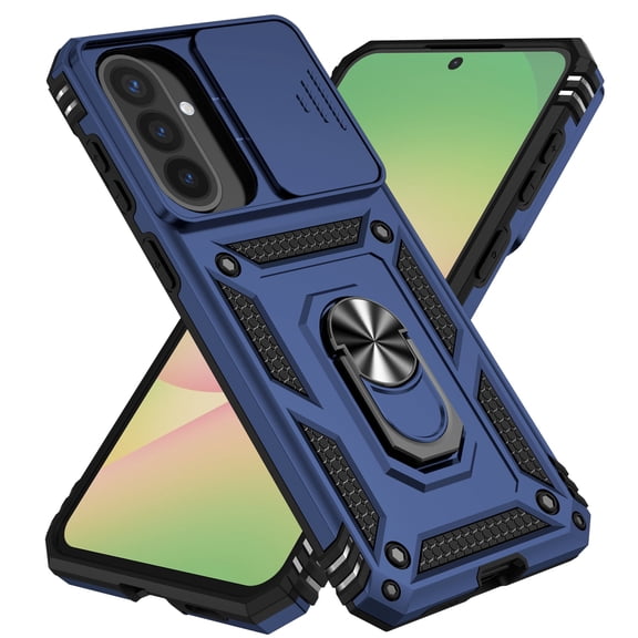 TECH CIRCLE for Samsung Galaxy A25 5G Hybrid Armor Case, Military Grade Shockproof TPU+PC Protective Phone Case Heavy Duty Rugged Ring Holder Kickstand Sliding Camera Protection Cover,Blue