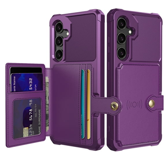 TECH CIRCLE for Samsung Galaxy A36 5G (6.7", 2025) Shockproof Case with Flip Wallet (Magnetic Closure), 4 Card Slots, Compatible with Magnetic Car Mount, Drop Proof Protective Slim Case, Purple