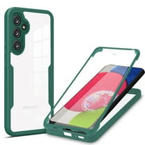TECH CIRCLE for Samsung Galaxy A36 5G Clear Case with Screen Protector, [Transparent Anti-Yellowing] Full Body Shockproof Protection Soft TPU Bumper Rugged Phone Cover,Darkgreen