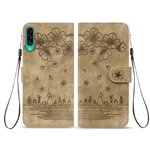 TECH CIRCLE for Samsung Galaxy A50 6.4" 2019 Flip Wallet Case, PU Leather Case with Cart Slot Hand Strap Kickstand Shockproof Protective Case for Samsung Galaxy A50 Ladies Women Men, Brown