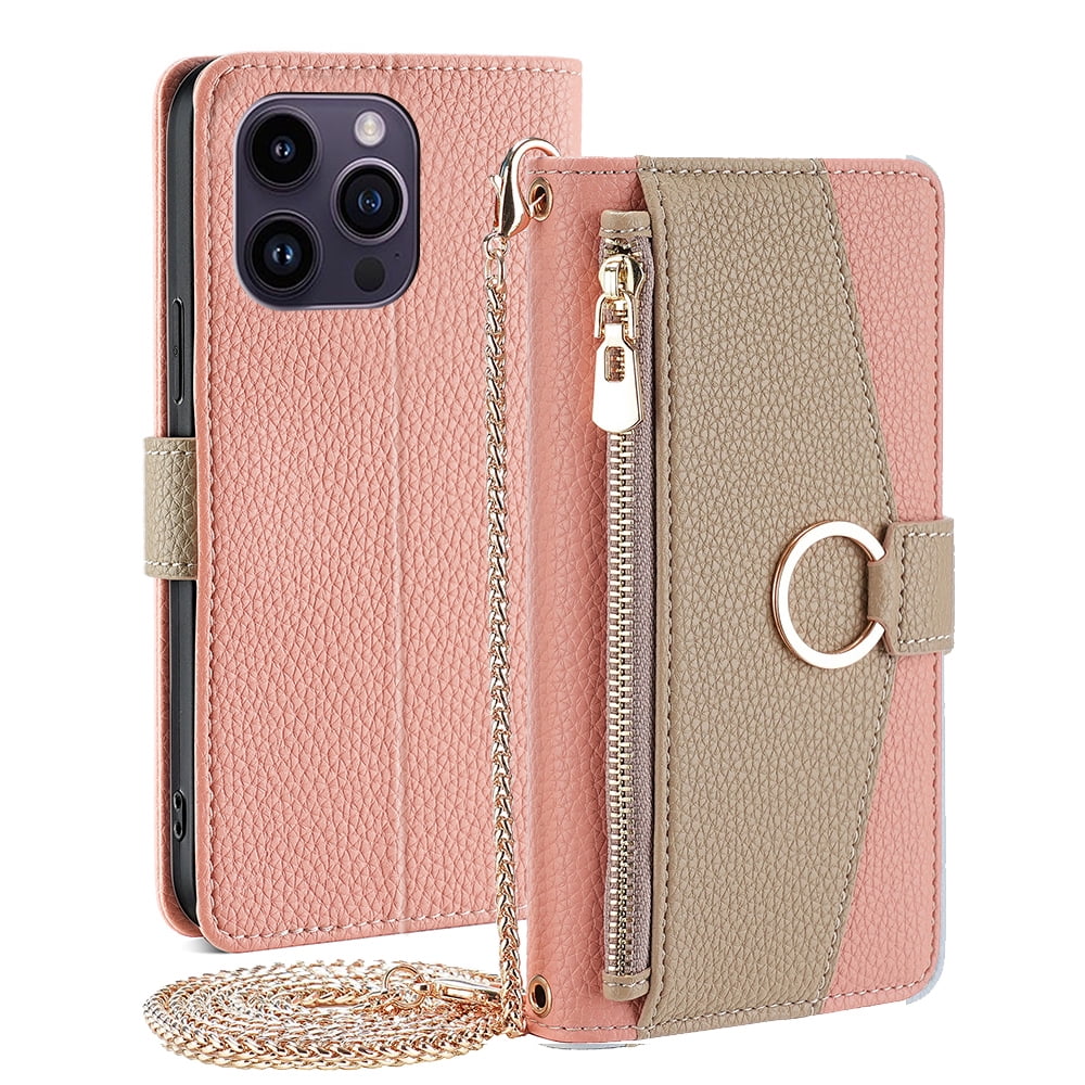 TECH CIRCLE For Samsung Galaxy A51 4G Wallet Case,PU Leather Flip Folio Stand Card Holder Zipper Ring Magnetic Protective Phone Case with Lanyard Strap Women Case for Galaxy A51 4G 6.5" 2019,Pink